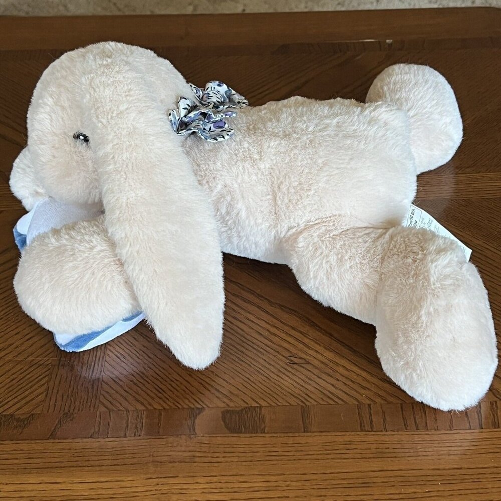 Miniso Bunny Rabbit Cream Stuffed Animal Embroidered Eyes Nose With Pillow & Bow